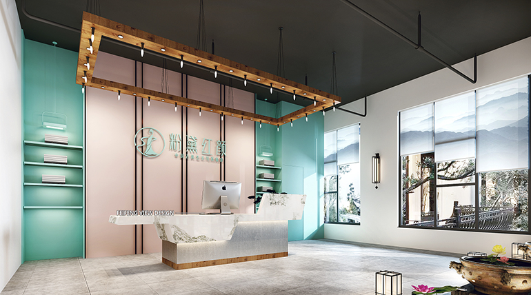 粉黛紅顏前臺(tái)背景墻